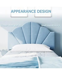 homfan Soft Upholstered Platform Bed Frame for Kids and Teens, Adjustable Headboard, Sturdy Wood Slat Metal Support