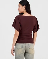 Bar Iii Women's Boat-Neck Flutter-Sleeve Top, Macy's Exclusive