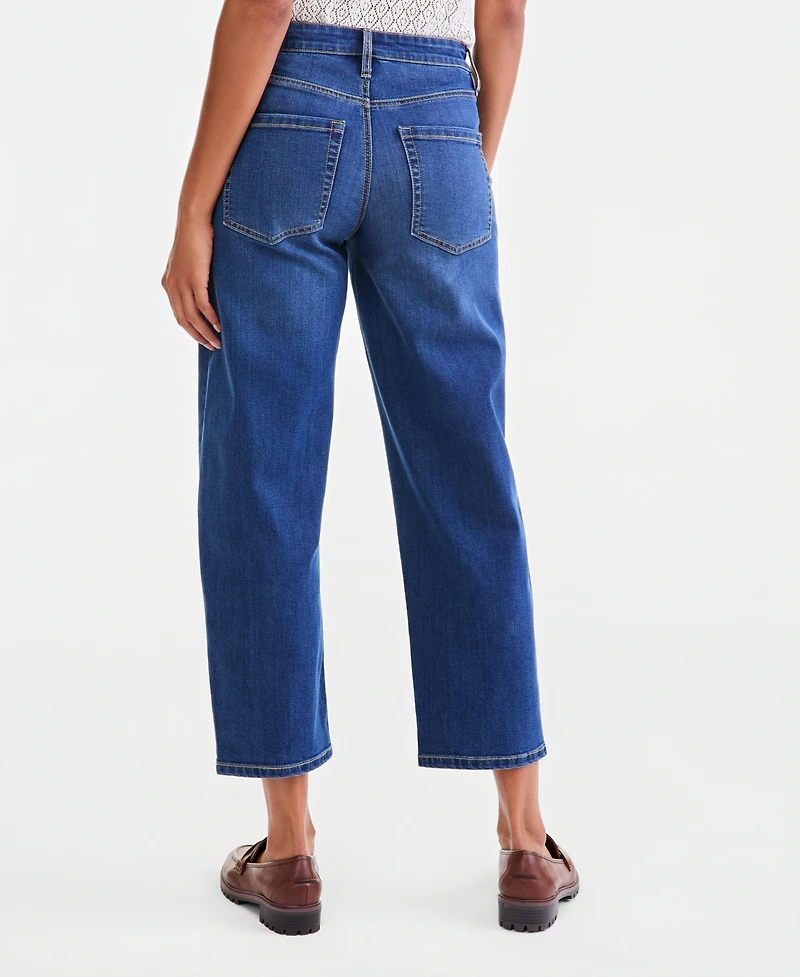 Women's Petite High-Rise Barrel Cotton-Blend Jeans, Created for Macy's