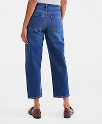 Women's Petite High-Rise Barrel Cotton-Blend Jeans, Created for Macy's