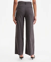 Bar Iii Women's Plaid High-Rise Wide-Leg Pants, Macy's Exclusive