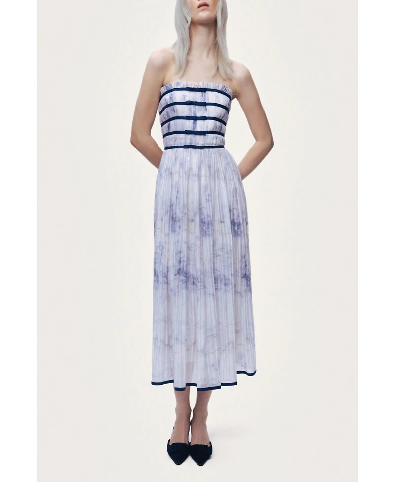 Nocturne Women's Bow Detail Strapless Midi Dress