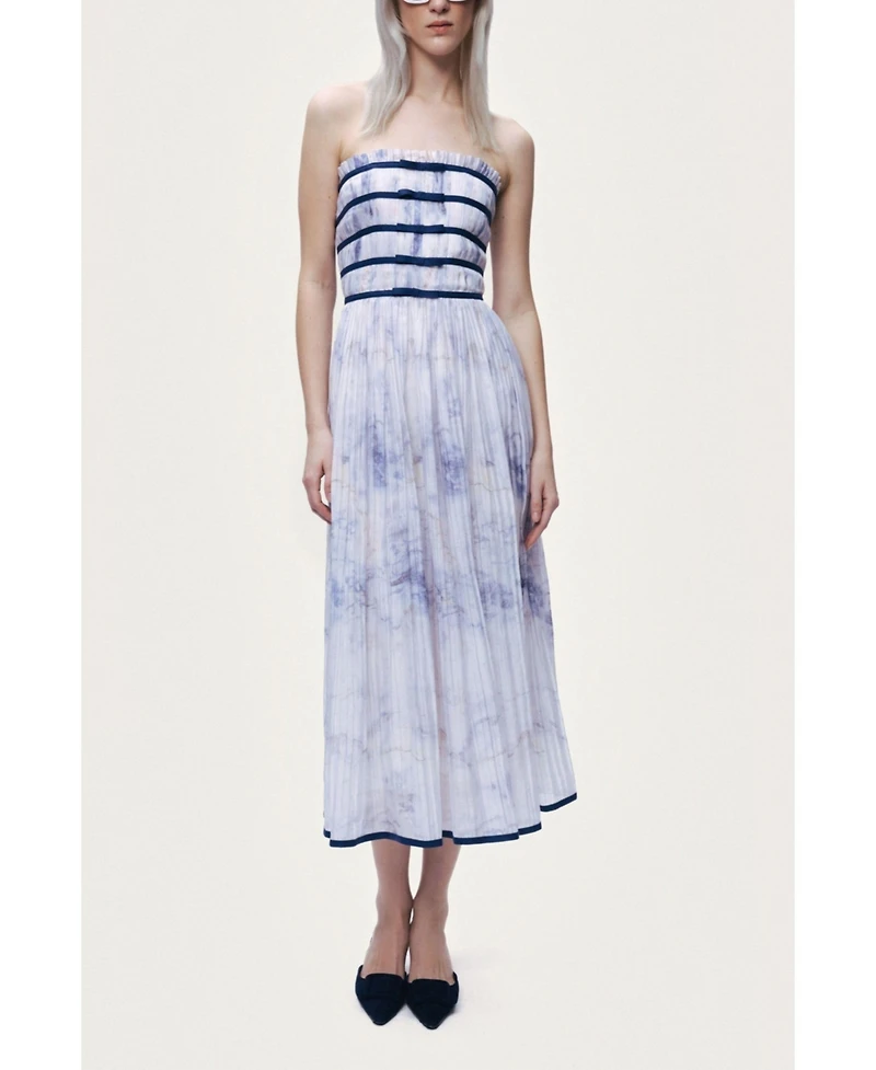 Nocturne Women's Bow Detail Strapless Midi Dress