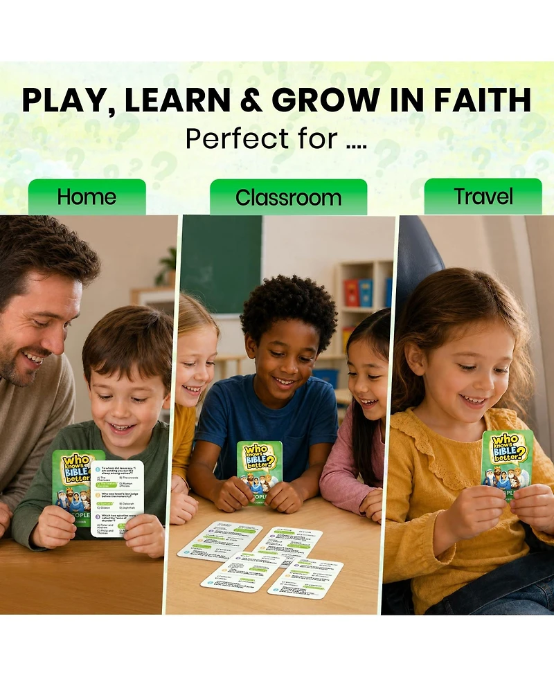 Quokka Trivia Card Games for Family - Bible and Generations Collections with 300 to 900 Questions Game Night Sunday School