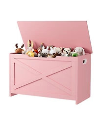 homfan Spacious Wooden Storage Chest – 30 Inch Lift-Top Entryway Shoe Organizer Bench with Safety Hinge Easy Assembly for Bedroom, Living Room