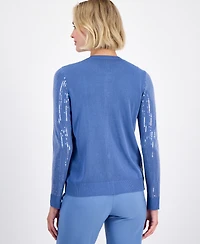 Anne Klein Women's Button-Front Sequin Cardigan