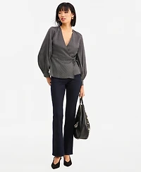 I.n.c. International Concepts Women's Long Sleeve Printed Wrap Top, Macy's Exclusive