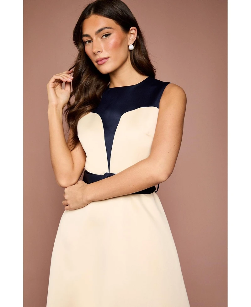 Coast Women's Colour Block Crepe Belted Midi Dress
