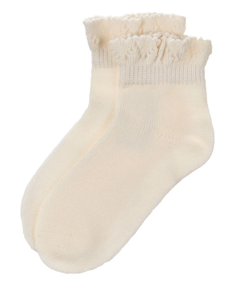 MeMoi Baby Girls Crochet Ruffle-Trim Mercerized Cotton Blend Ankle Sock