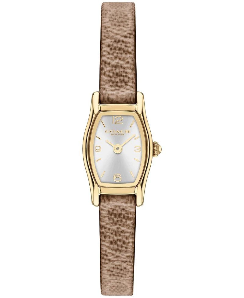 Coach Women's Greta Brown Khaki Pvc Caramel Leather Strap Watch 15.3mm