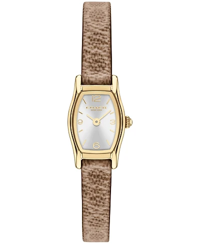 Coach Women's Greta Brown Khaki Pvc Caramel Leather Strap Watch 15.3mm