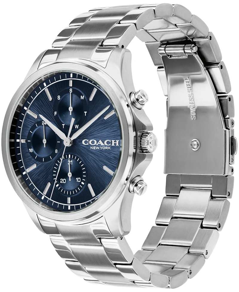 Coach Men's Oliver Silver-Tone Stainless Steel Bracelet Watch 41mm