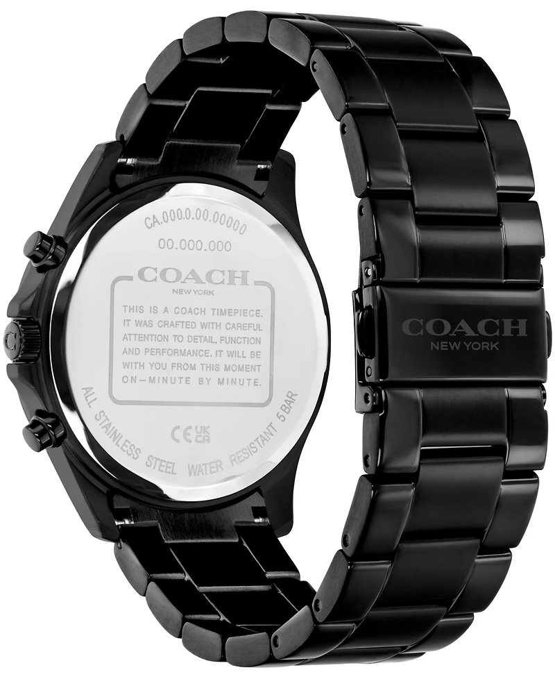 Coach Men's Oliver Black Ip Stainless Steel Bracelet Watch 41mm