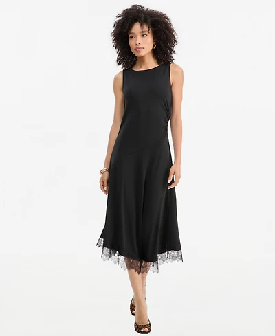I.n.c. International Concepts Women's Lace-Trim Asymmetrical-Hem Sleeveless Midi Dress, Macy's Exclusive