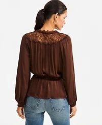 I.n.c. International Concepts Women's Tie-Front Lace Blouse, Macy's Exclusive