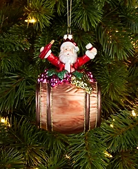 Holiday Lane Foodie & Spirits Santa with Wine Barrel Ornament, Macy's Exclusive