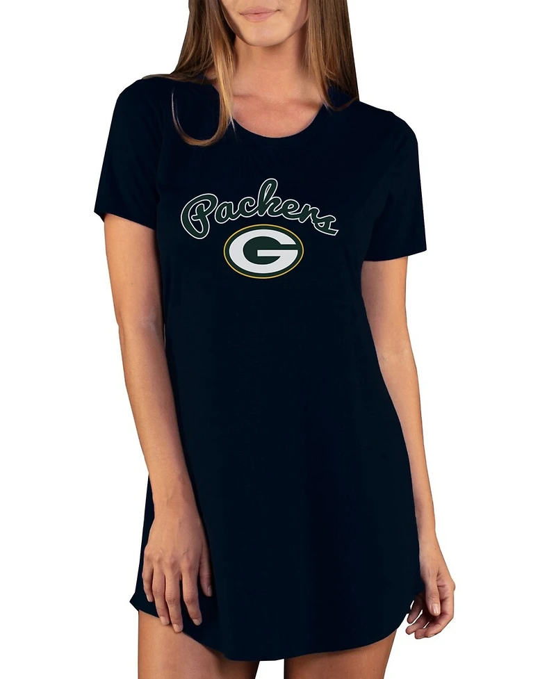 Concepts Sport Women's Black Green Bay Packers Marathon Knit Nightshirt