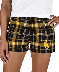 Concepts Sport Women's Black/Gold Wyoming Cowboys Ultimate Flannel Shorts