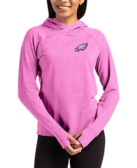 Cutter & Buck Women's Pink Philadelphia Eagles Tonal Logo Adapt Knit Raglan Pullover Hoodie