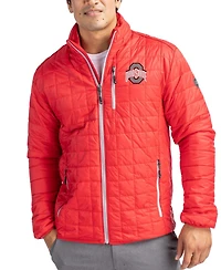 Cutter & Buck Men's Scarlet Ohio State Buckeyes Rainier Eco Insulated PrimaLoft Full-Zip Puffer Jacket