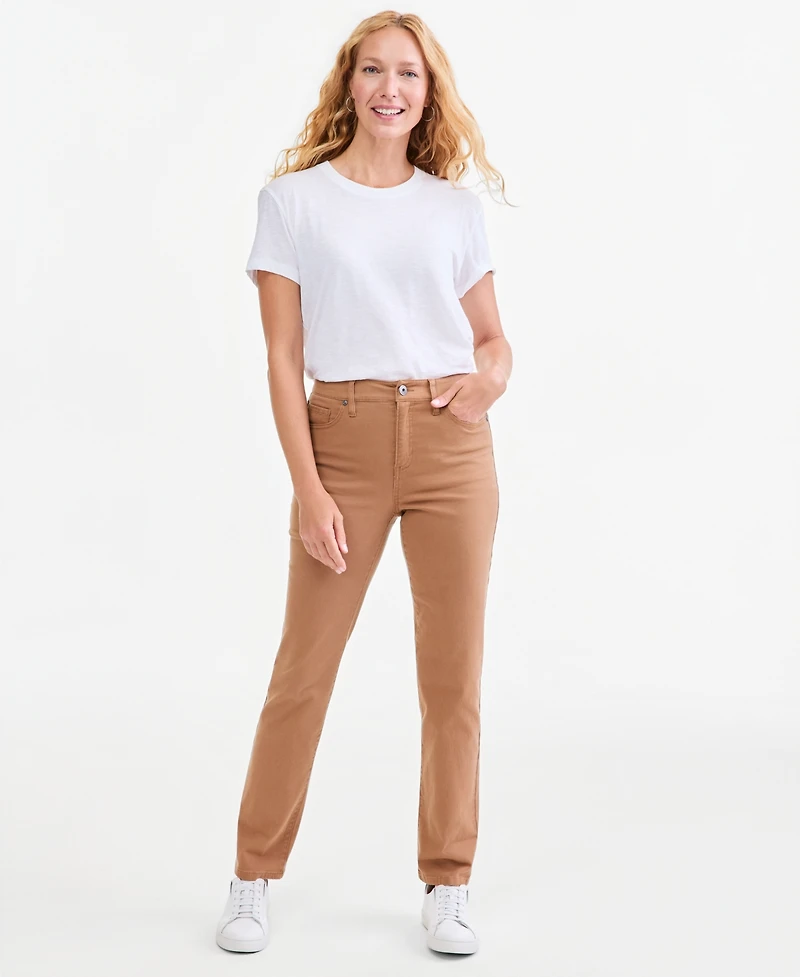 Style & Co Women's Straight-Leg High Rise Twill Pants, Created for Macy's