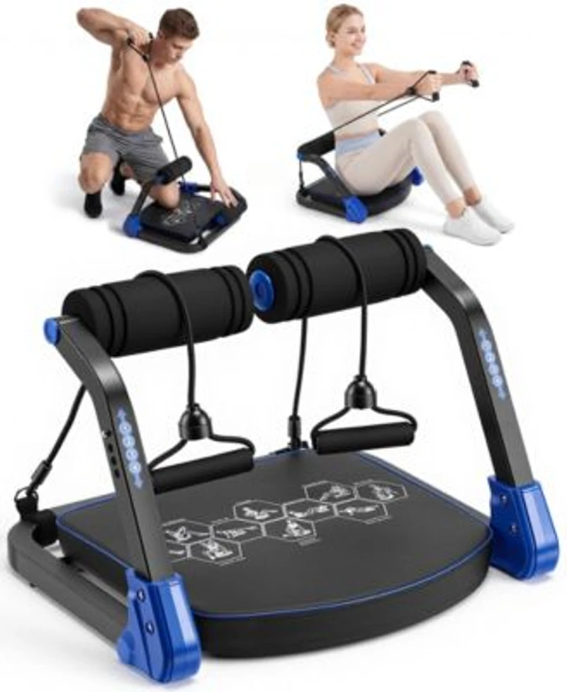 Hongge Foldable Ab Machine At Home Workout Equipment Adjustable Ab Trainer Machine For Stomach Workout Core Trainer With Resistance Bands