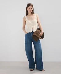 Mango Women's Cotton Lace Top