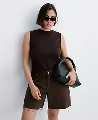 Mango Women's Frayed Hem Straight Bermuda Shorts