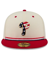 New Era Men's Cream/Red Philadelphia Phillies Usa 250 Fourth of July 59FIFTY Fitted Hat