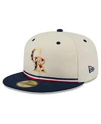 New Era Men's Cream/Blue Colorado Rockies Usa 250 Fourth of July 59FIFTY Fitted Hat