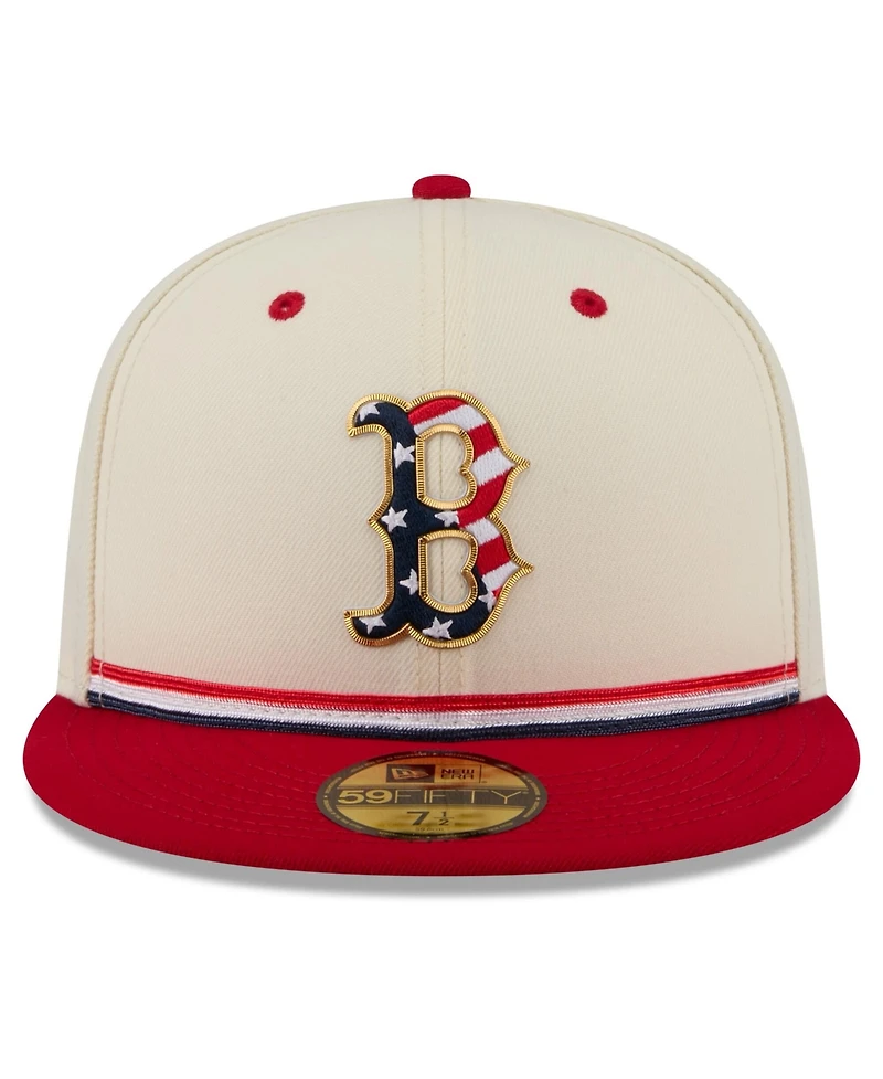 New Era Men's Cream/Red Boston Red Sox Usa 250 Fourth of July 59FIFTY Fitted Hat