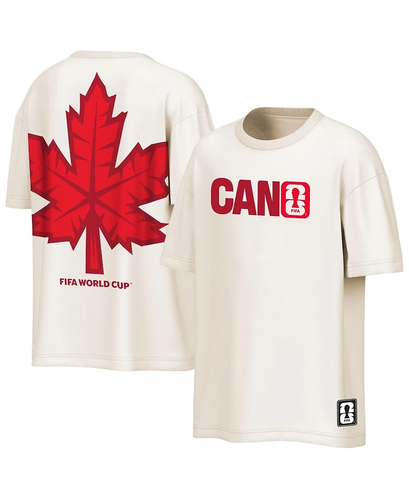 Outerstuff Men's Cream Canada Soccer Fifa World Cup 2026 Livery Oversized 2-Hit T-Shirt