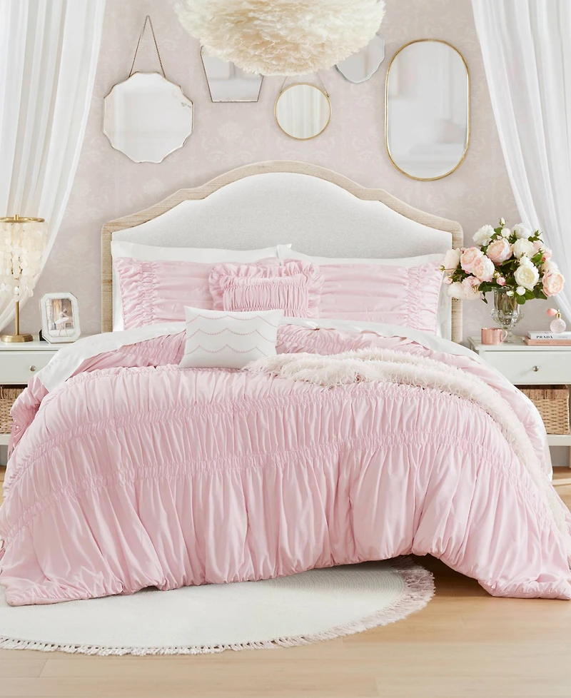Intelligent Design Ivy Ruched Bow Tie 5-Piece Comforter Set, Full/Queen