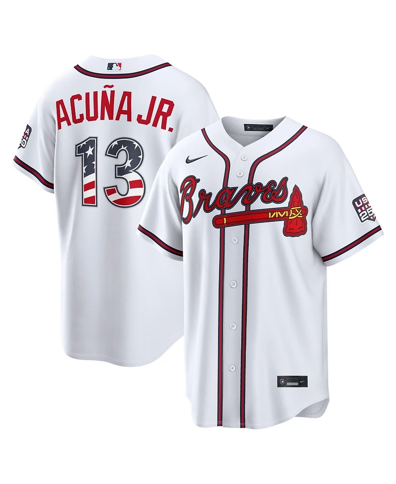Nike Men's Ronald Acuna Jr. White Atlanta Braves Usa 250 Fourth of July Stadium Jersey