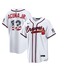 Nike Men's Ronald Acuna Jr. White Atlanta Braves Usa 250 Fourth of July Stadium Jersey