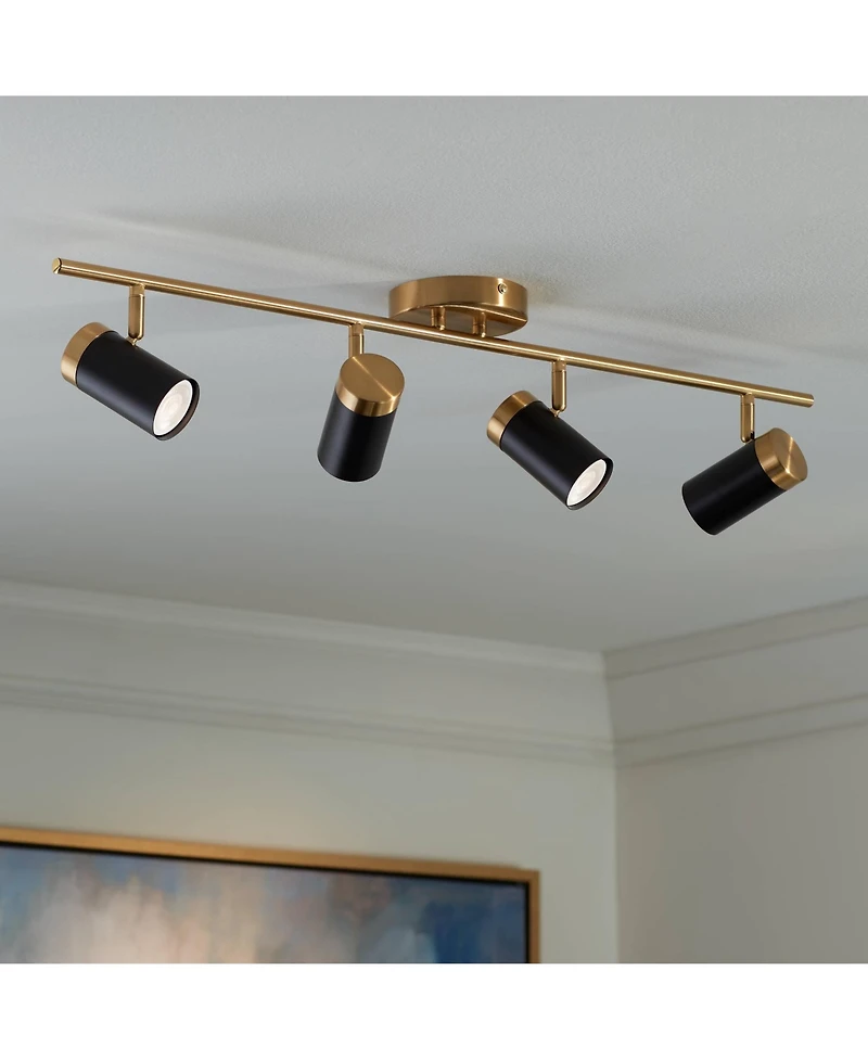 Pro Track 4-Light Heads Led Ceiling Track Light Fixture Kit GU10 Dimmable Directional Gold Black Modern Kitchen Bathroom 32 1/4" Wide