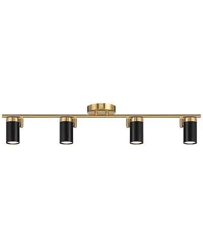 Pro Track 4-Light Heads Led Ceiling Track Light Fixture Kit GU10 Dimmable Directional Gold Black Modern Kitchen Bathroom 32 1/4" Wide
