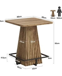 Tribesigns 37.4"H Square Bar Table: Farmhouse counter height pub table with metal footrest. For home bar, tavern, coffee corner.