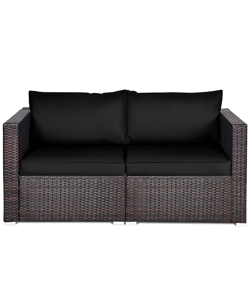 Costway 2Piece Patio Rattan Corner Sofa Sectional Furniture Set