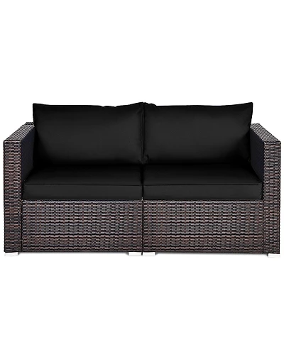 Costway 2Piece Patio Rattan Corner Sofa Sectional Furniture Set