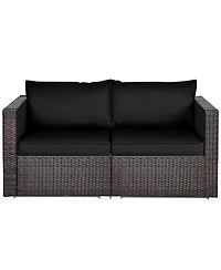 Costway 2Piece Patio Rattan Corner Sofa Sectional Furniture Set