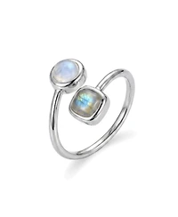 Adornia Fine Silver Plated Labradorite and Moonstone Wrap Ring