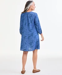 Style & Co Women's Printed Chambray V-Neck Popover Dress, Macy's Exclusive