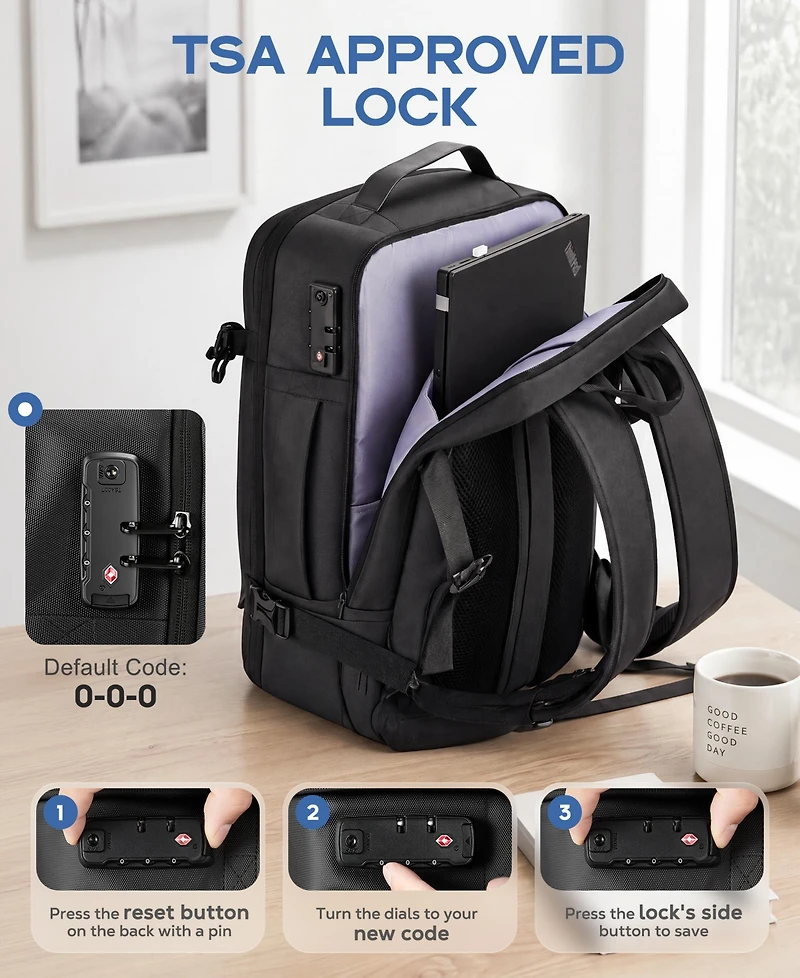 Sugift Expandable Travel Backpack with Usb Charging Port, 20 to 30 Liters Carry On Backpack with Laptop Compartment, Water-Resistant Business Backpack
