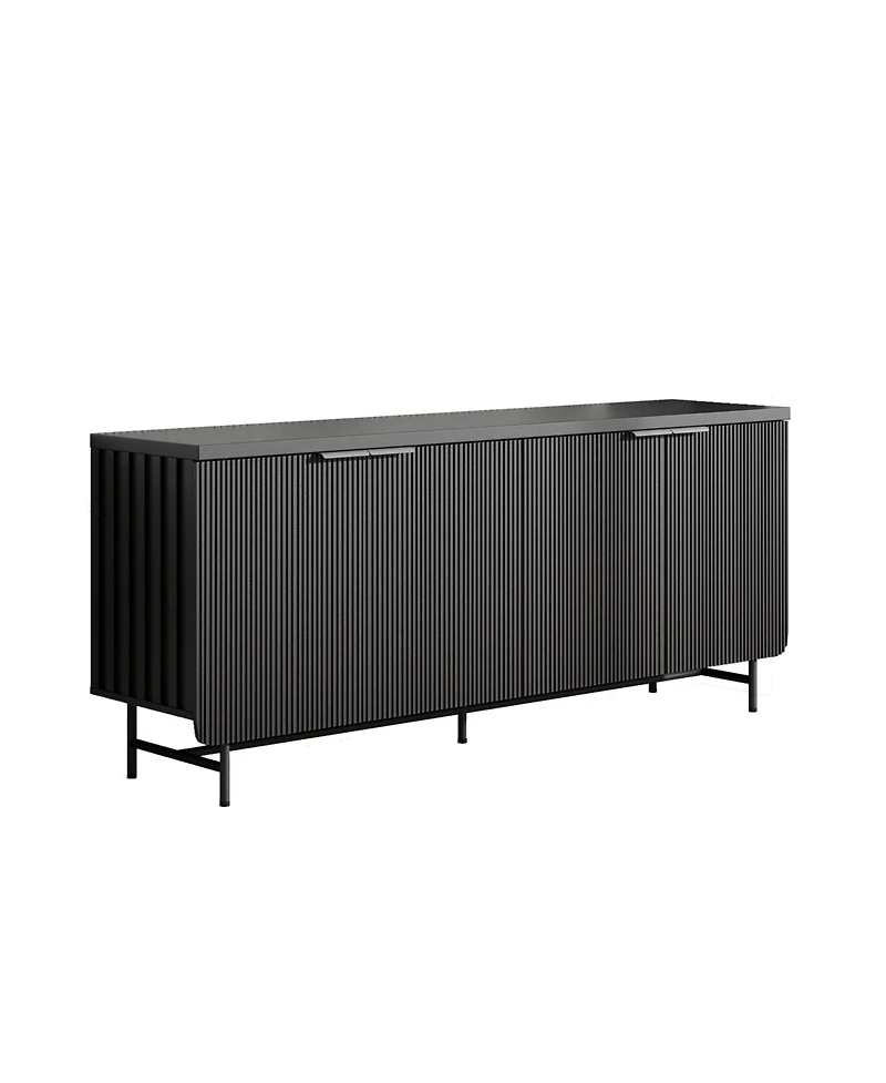 Logicfox Fluted File Cabinet Multifunctional Storage Sideboard with Adjustable Shelves