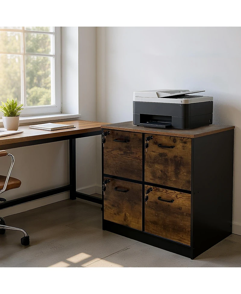 homfan Locking 4-Drawer File Cabinet