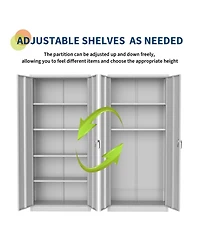 homfan 71inch Metal Lockable Cabinet 4 Adjustable Shelves and Feet for Garage, Pantry or Office Storage