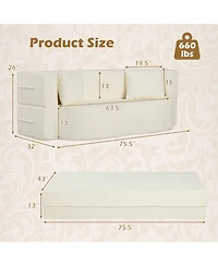 Slickblue 2-in-1 Floor Sofa Bed with Teddy Fleece Upholstery and 2 Cushions