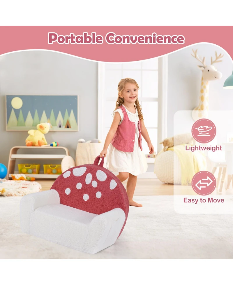 Slickblue Soft Toddler Couch with Foam Filling and Fleece Fabric Upholstery