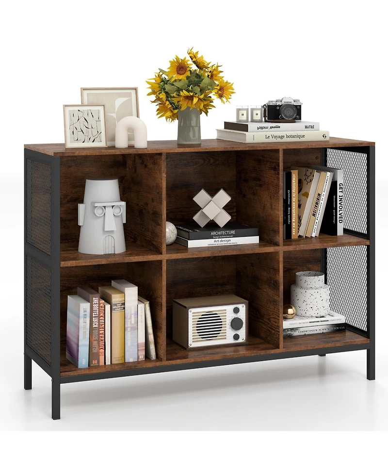 Slickblue Wide 6 Cube Storage Bookcase with Open Cubby Display Shelves